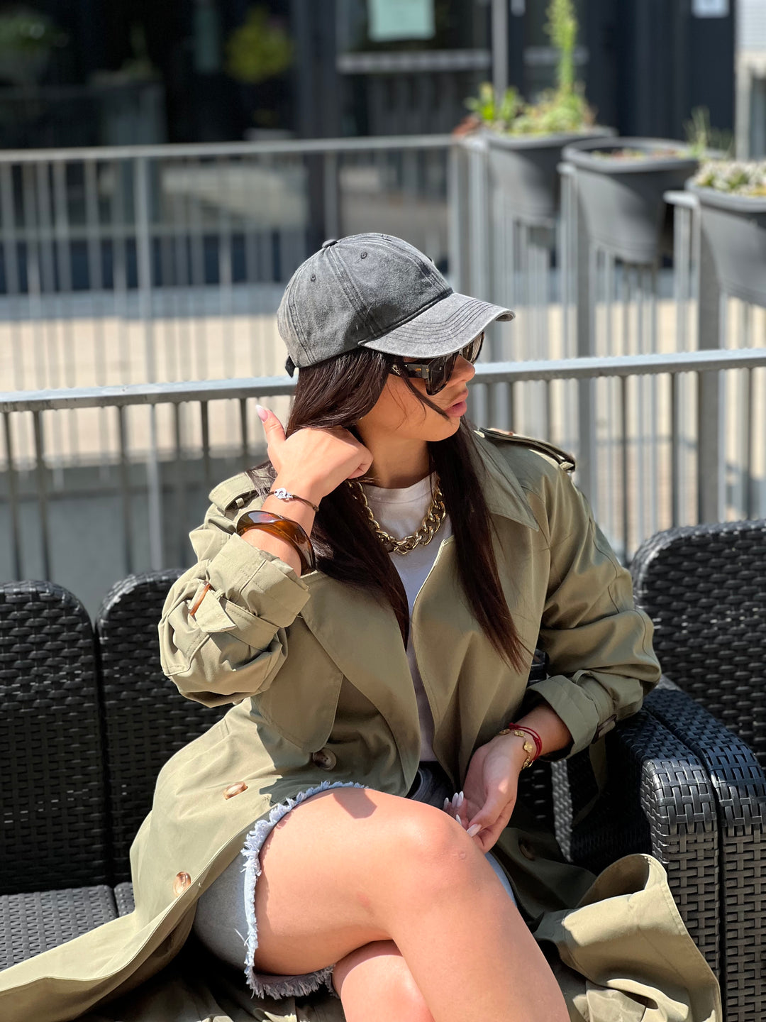 Trench long kaki 102-4