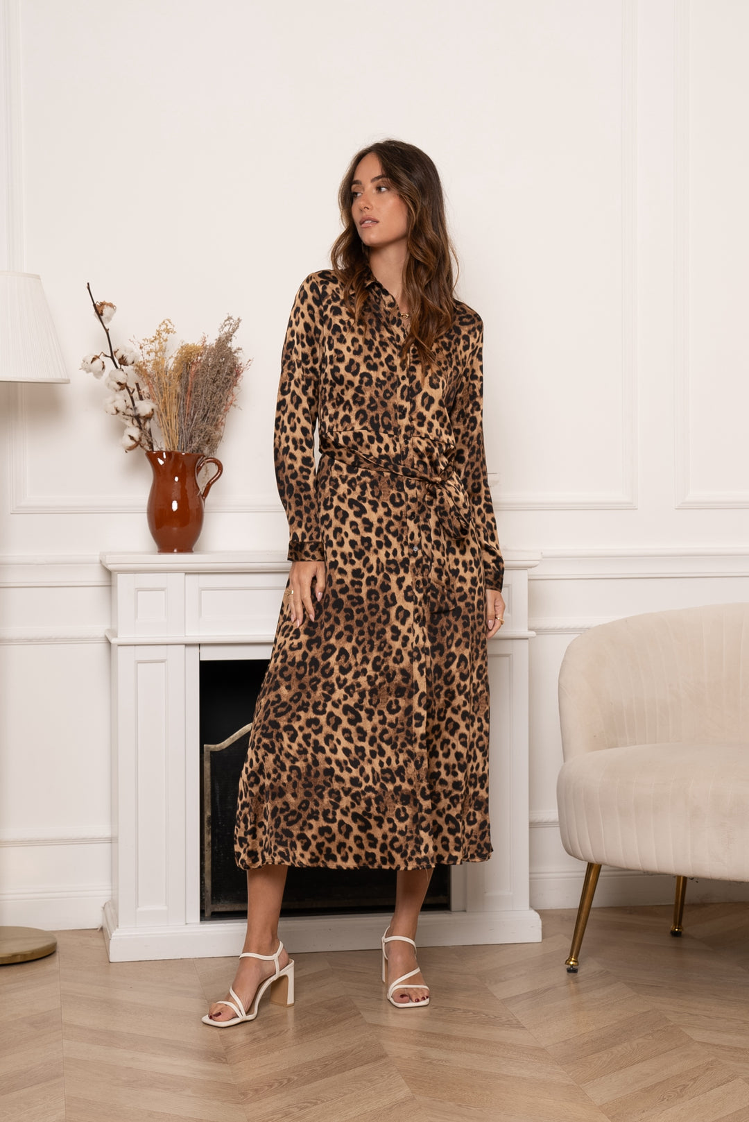 Robe effet soie léopard /k-1033