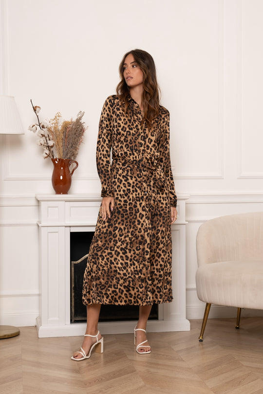 Robe effet soie léopard /k-1033
