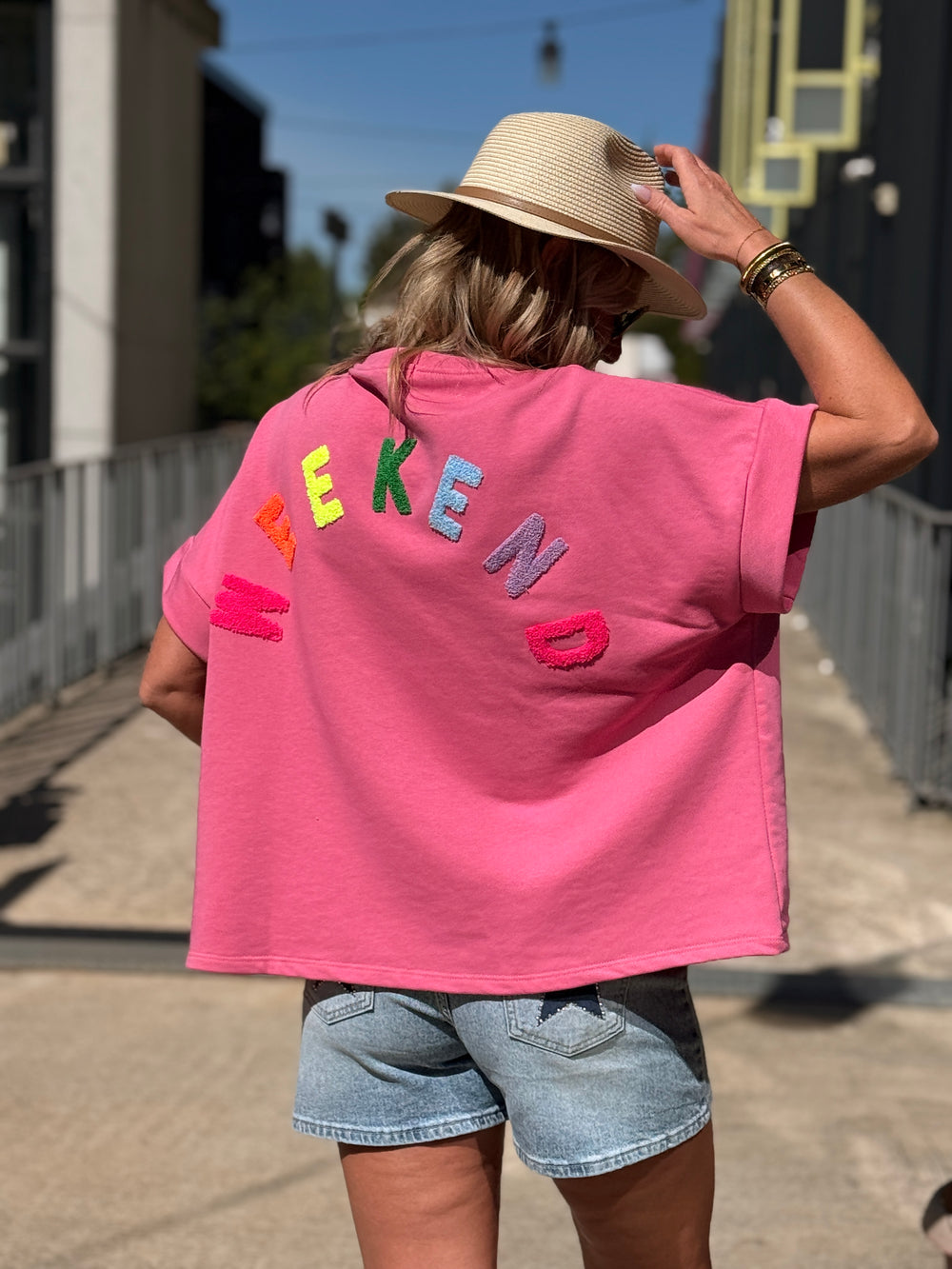 T-shirt fuchsia dos brodé Weekend