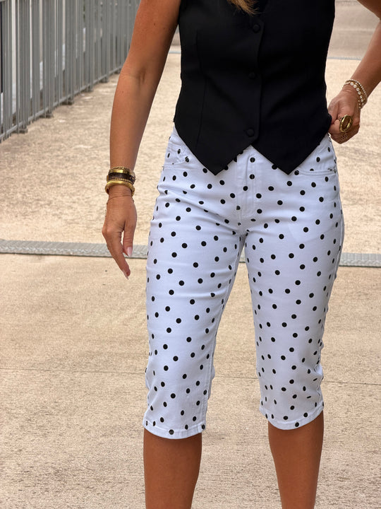 Capris jean à pois blanc 1509