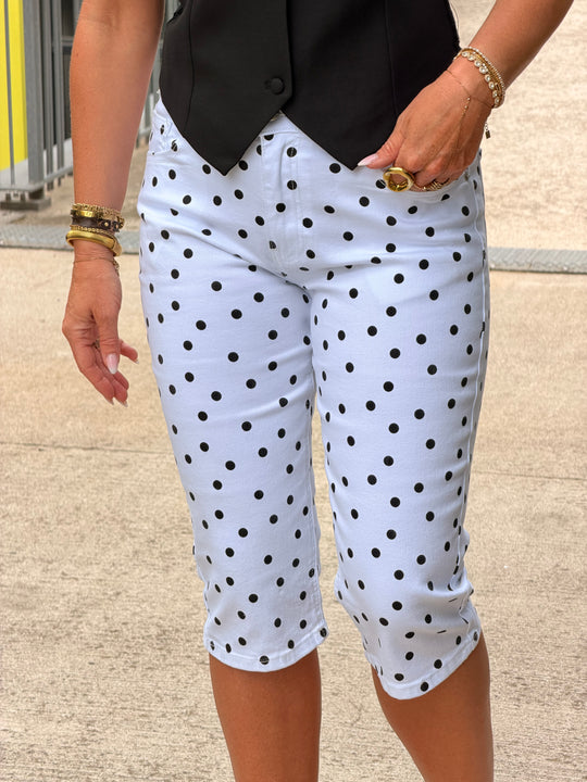 Capris jean à pois blanc 1509