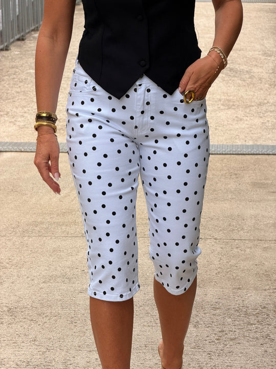 Capris jean à pois blanc 1509
