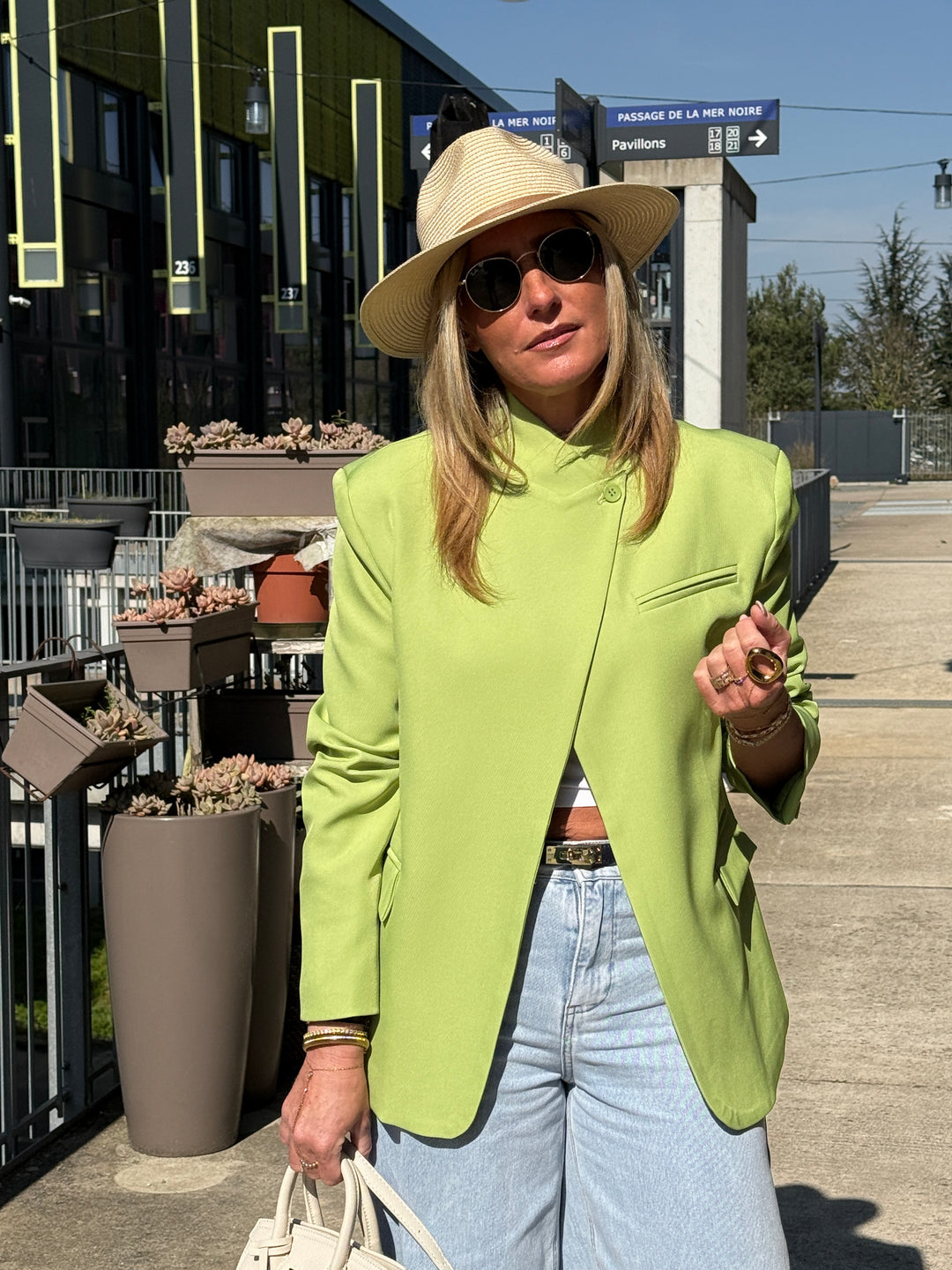 Blazer croisé Uni Vert Marliyn – RQUEEN Paris