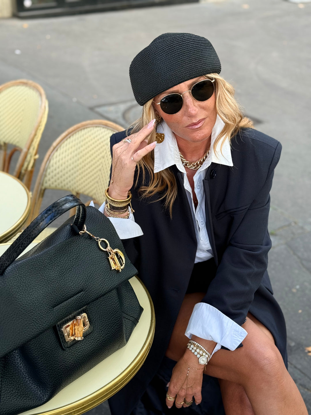 Manteau Blazer long V26168 Bleu nuit