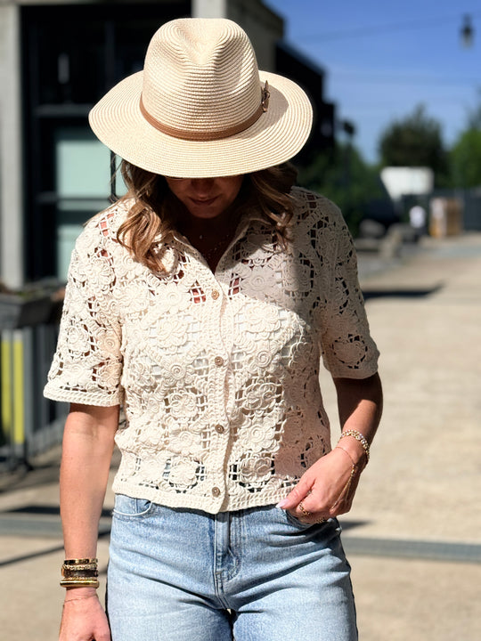 Gilet crochet beige 3332
