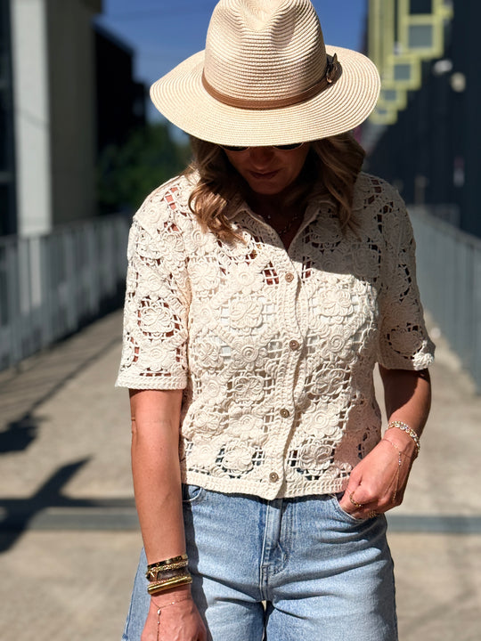 Gilet crochet beige 3332