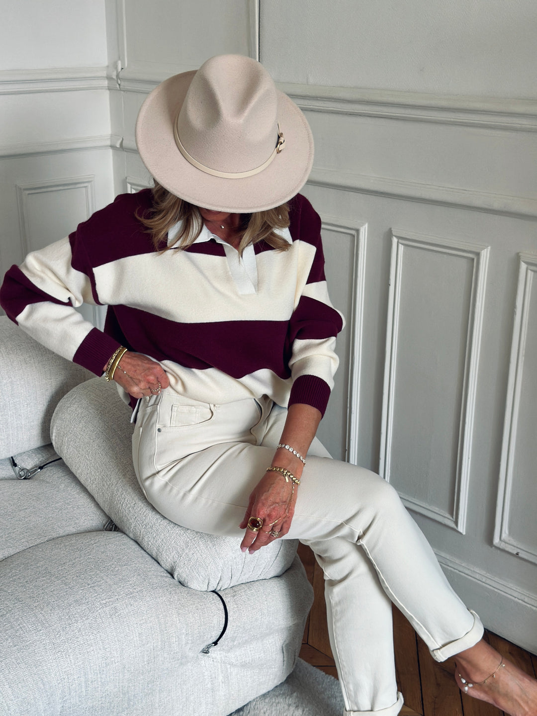 Jean mom écru 6035