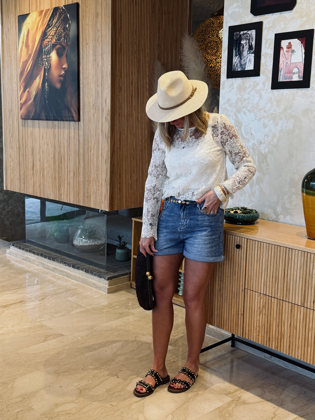 Top dentelle motif grandes fleurs 2521