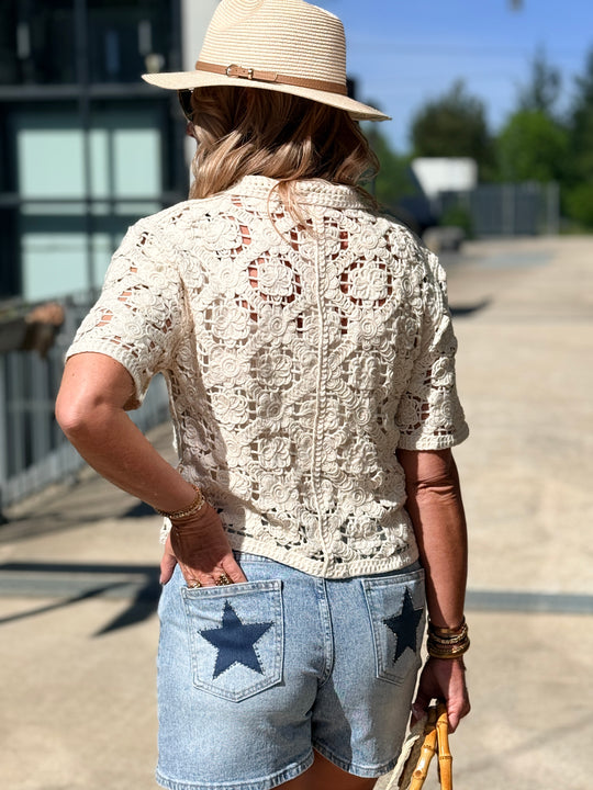 Gilet crochet beige 3332
