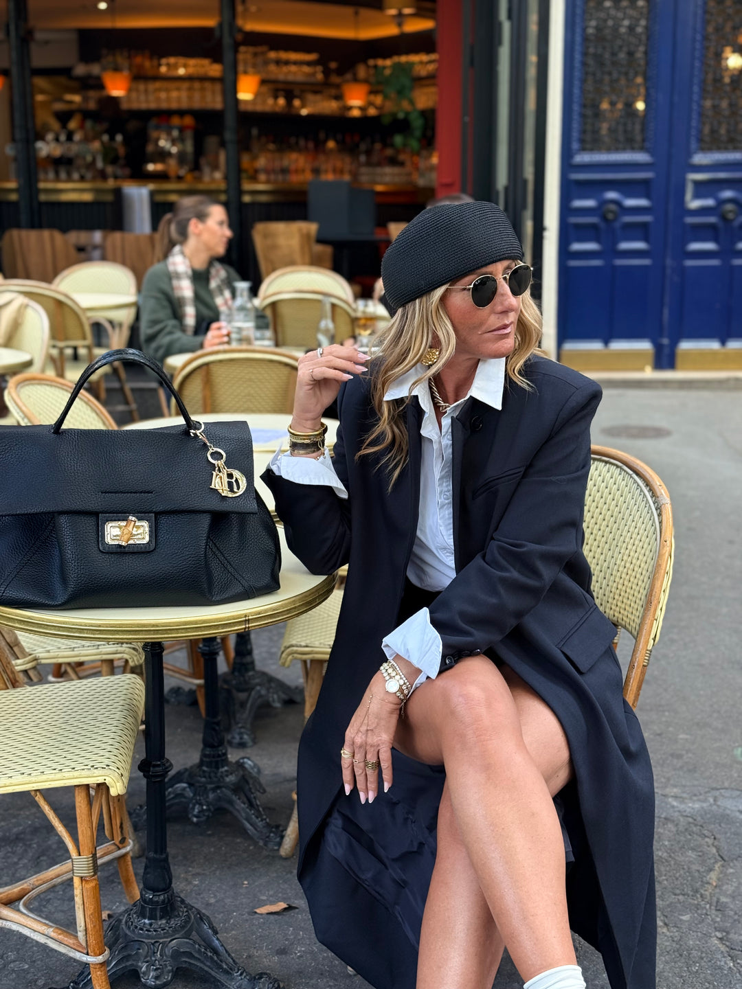 Manteau Blazer long V26168 Bleu nuit