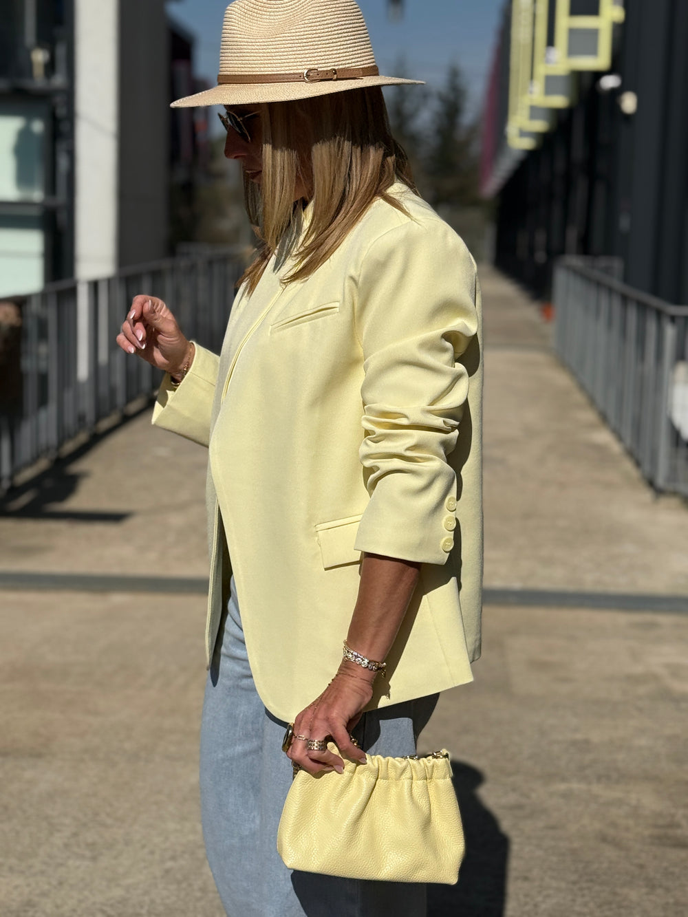 Blazer croisé Uni Jaune Marliyn