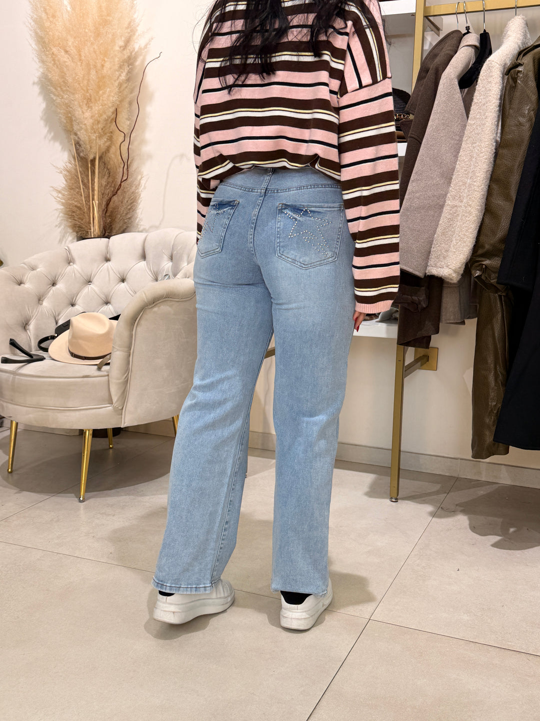 Jean bleu claire étoiles G173Y-D