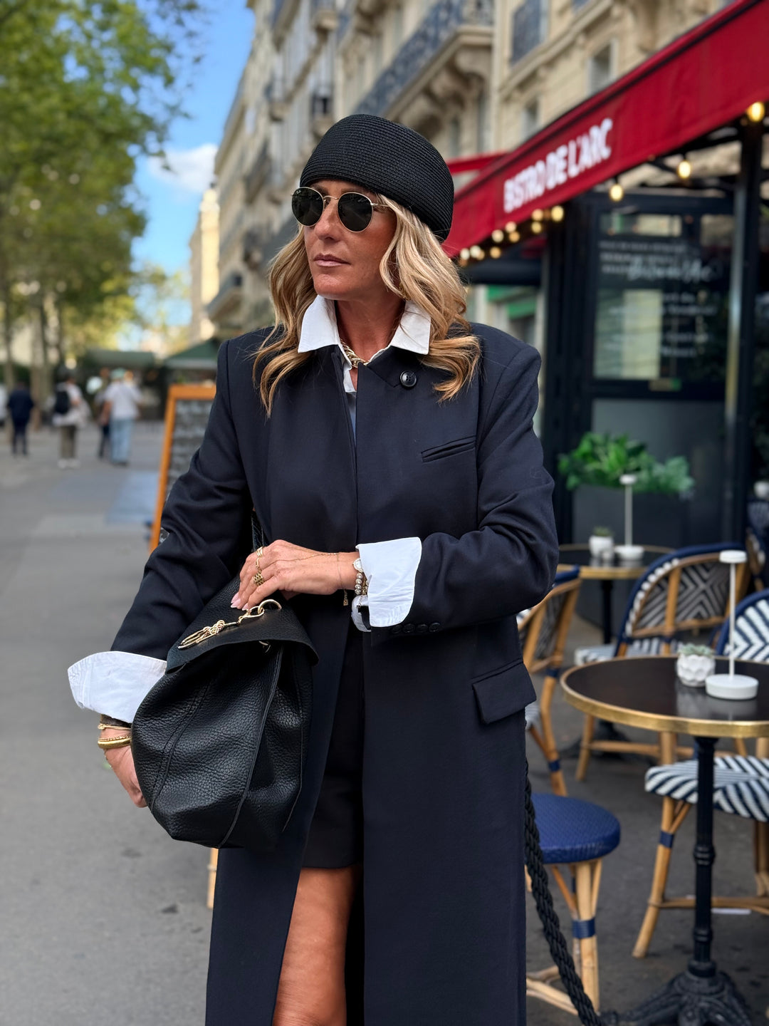 Manteau Blazer long V26168 Bleu nuit