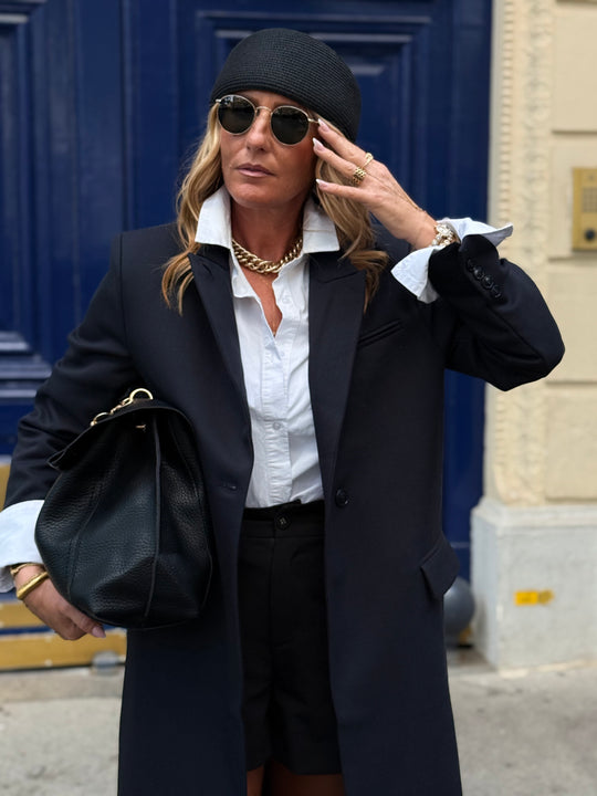 Manteau Blazer long V26168 Bleu nuit