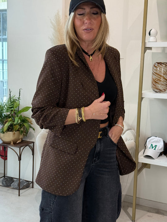 Blazer manches retroussé strass