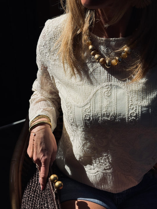 Top dentelle doublé manches évasées 2625