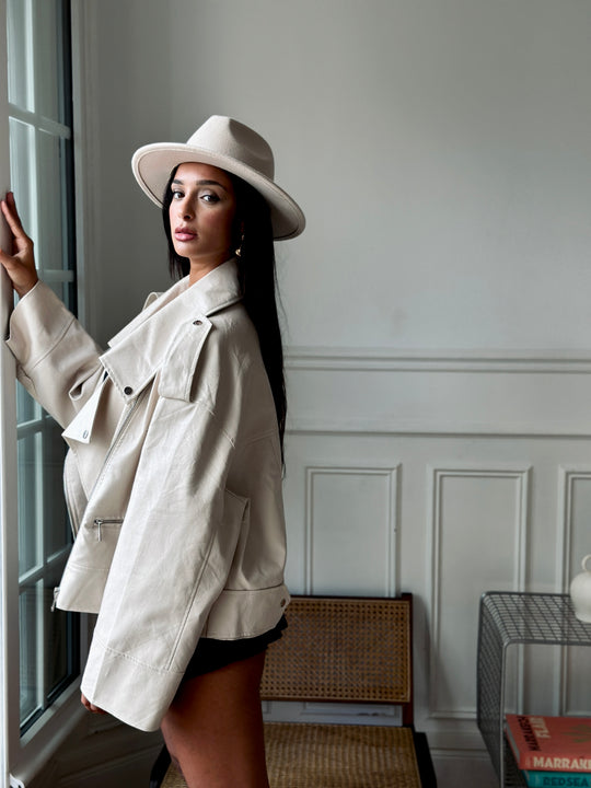 Veste similicuir extra large beige 8020