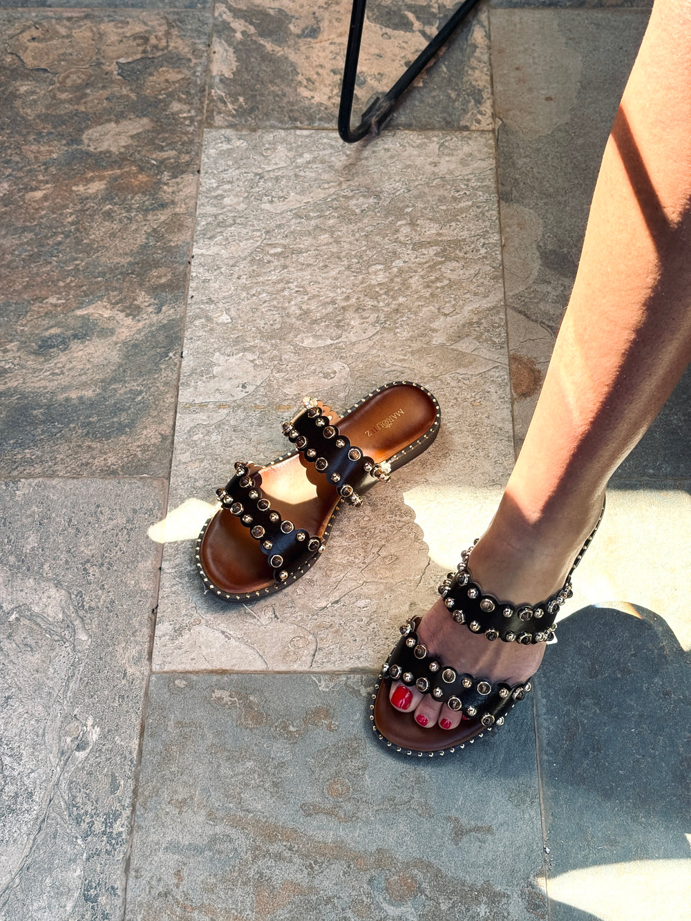 SANDALE  Bande clous BROWN 2855