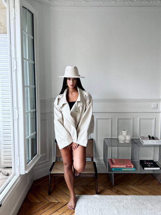 Veste similicuir extra large beige 8020