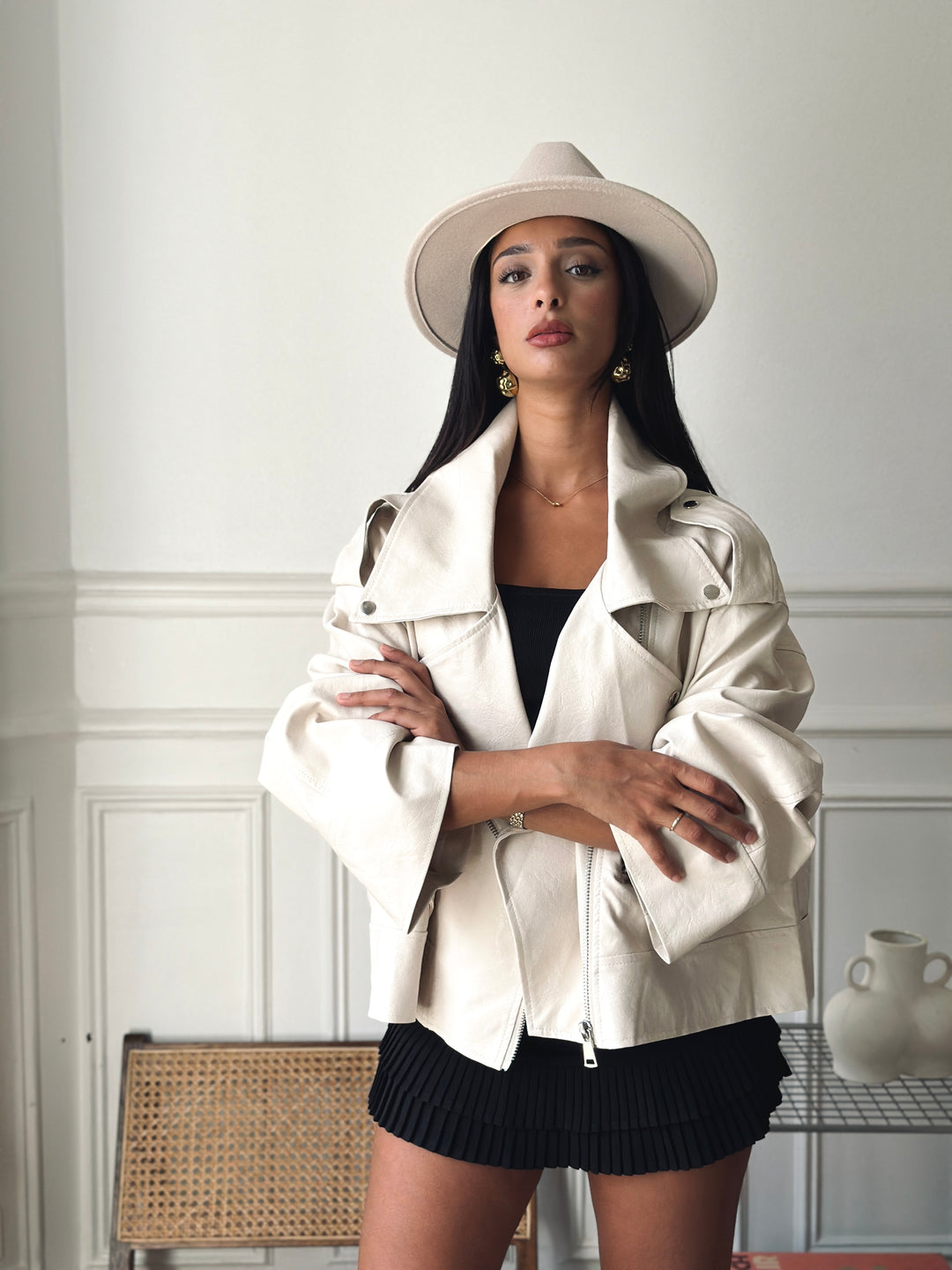 Veste similicuir extra large beige 8020