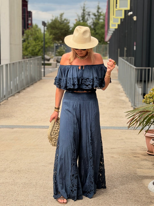 Top bustier bleu marine