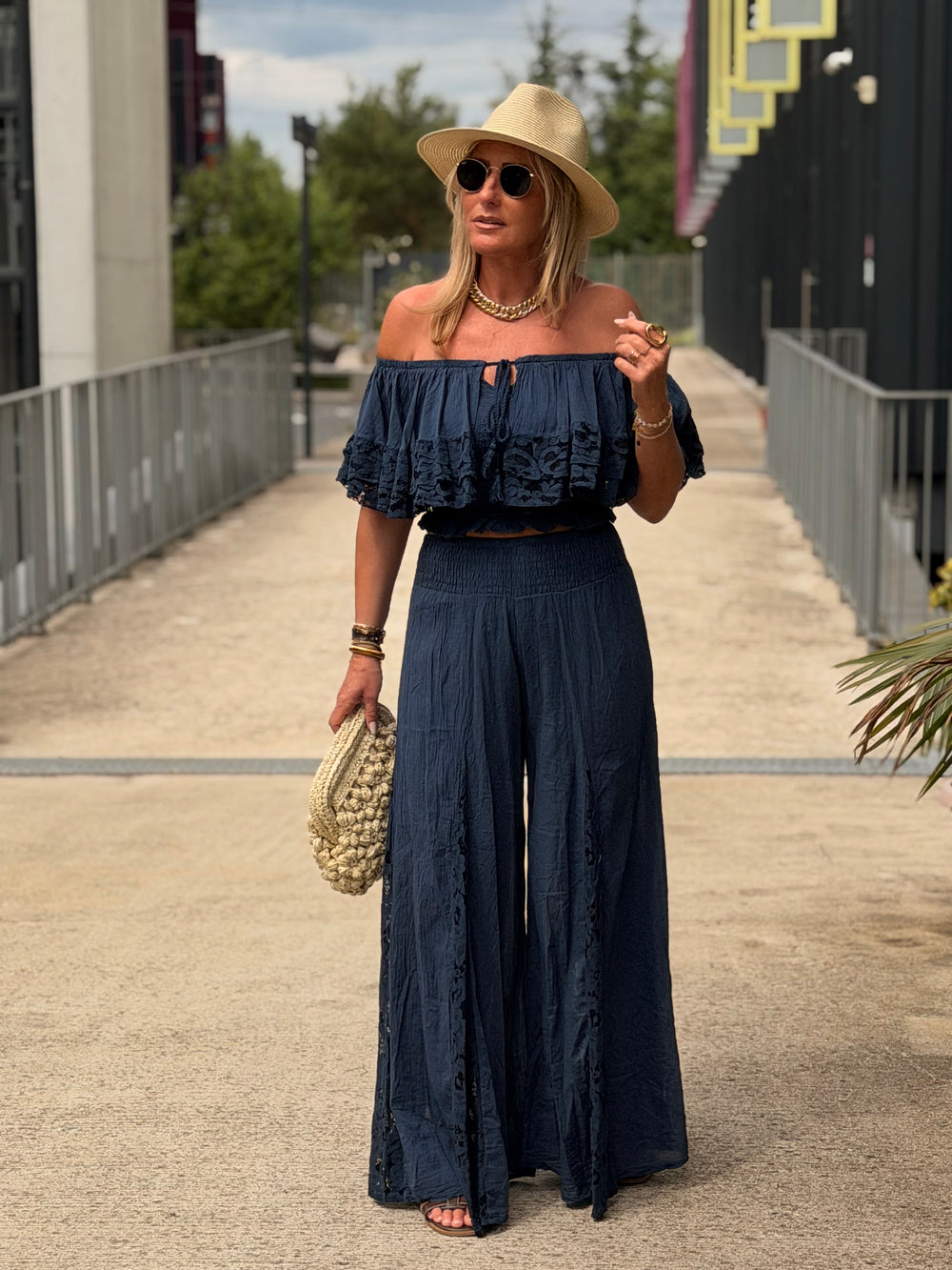 Pantalon maxi oversize bleu marine