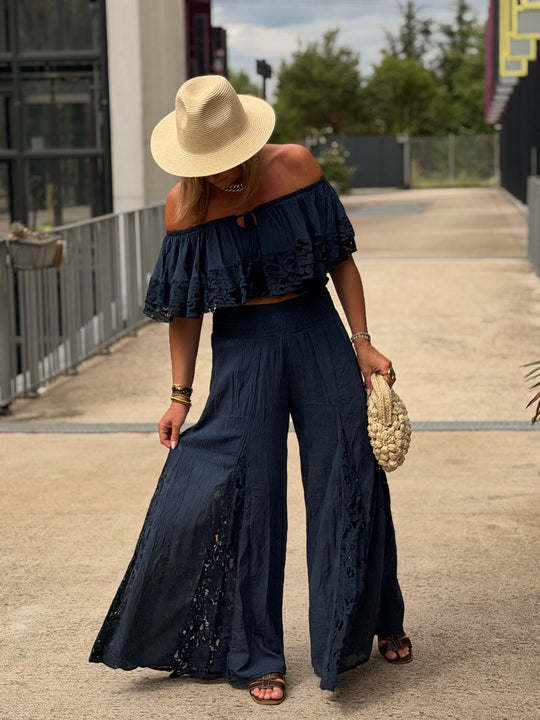 Pantalon maxi oversize bleu marine