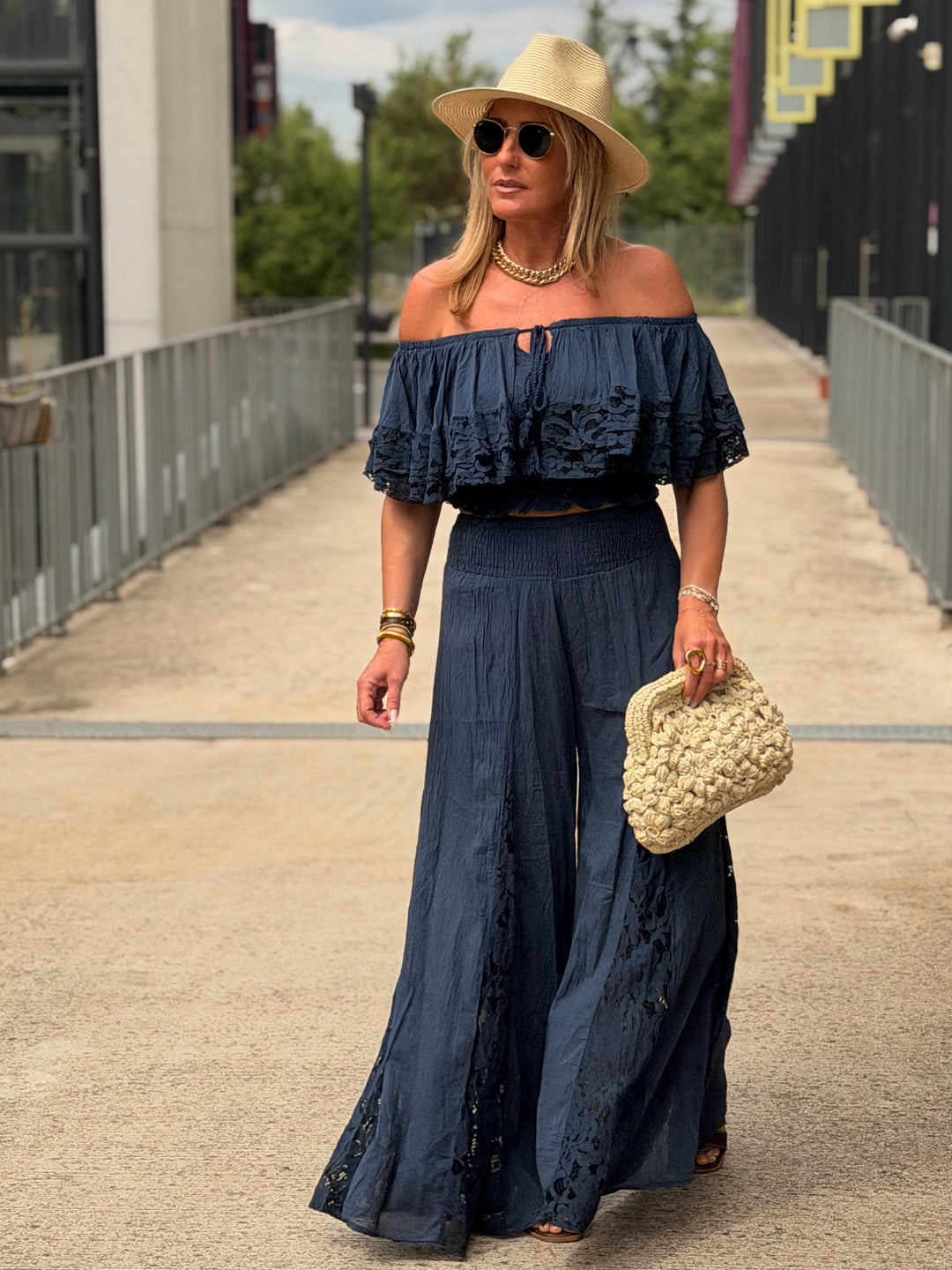 Pantalon maxi oversize bleu marine