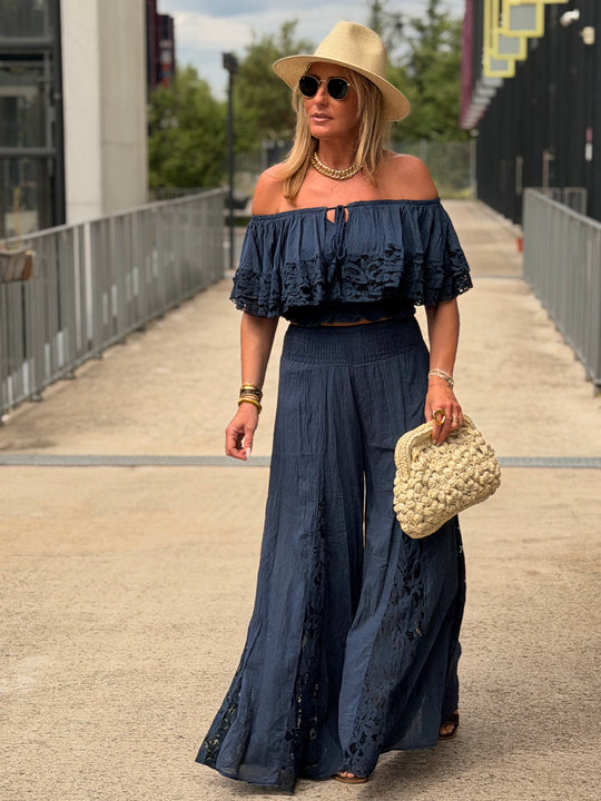 Pantalon maxi oversize bleu marine