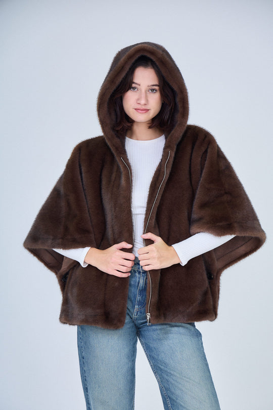 Cape fourrure choco F238550 ( Giovanni)