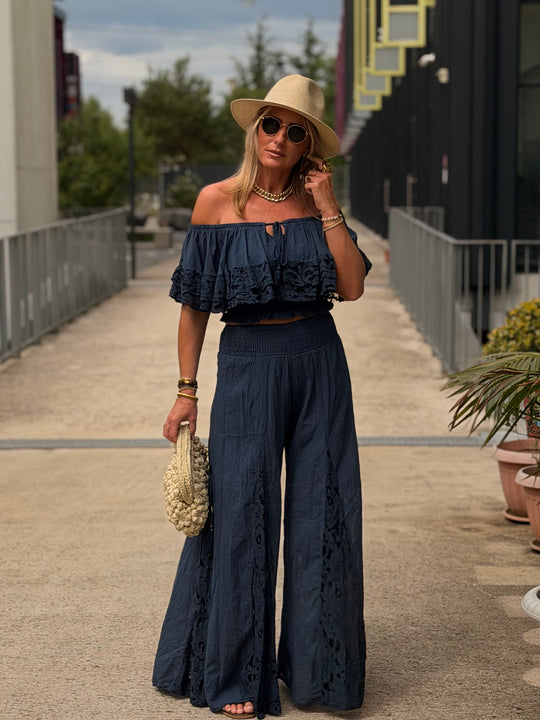 Pantalon maxi oversize bleu marine
