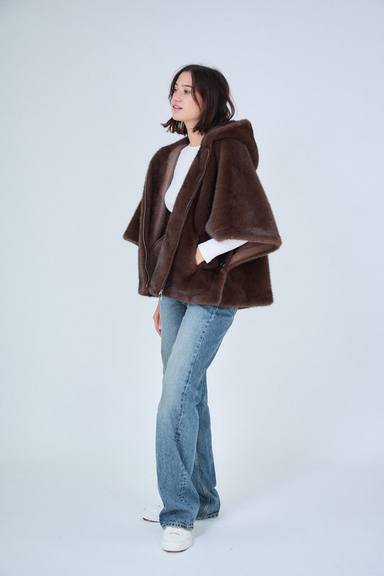 Cape fourrure choco F238550 ( Giovanni)