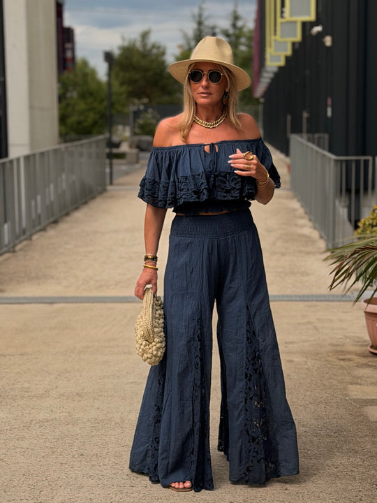 Pantalon maxi oversize bleu marine