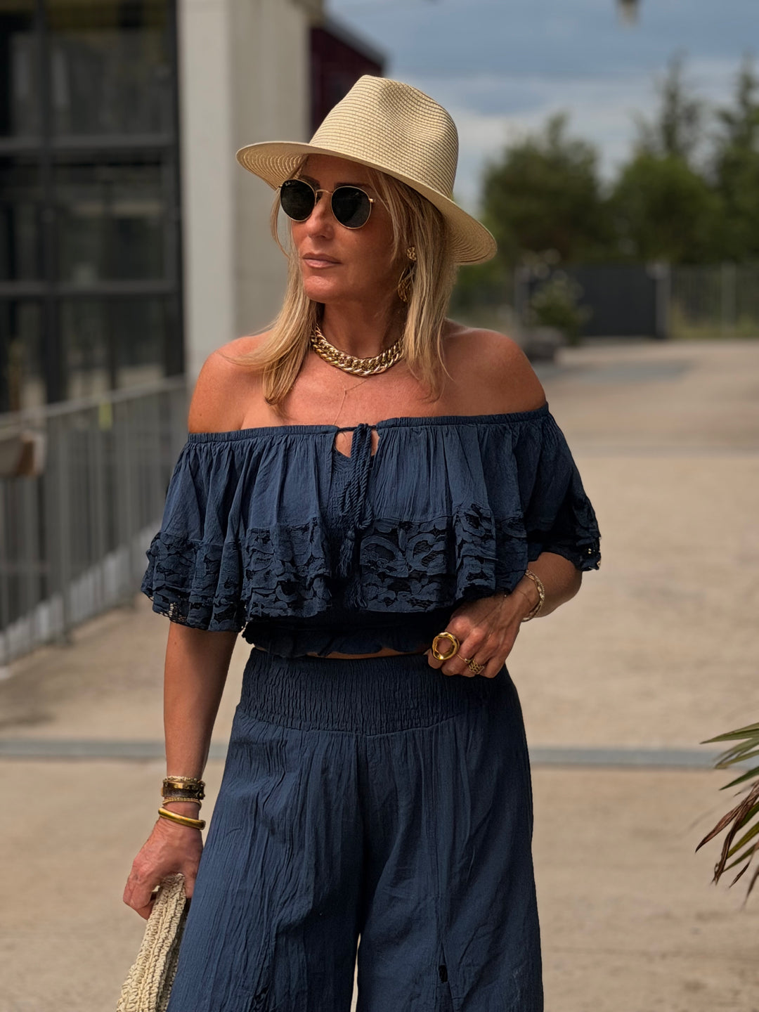 Top bustier bleu marine
