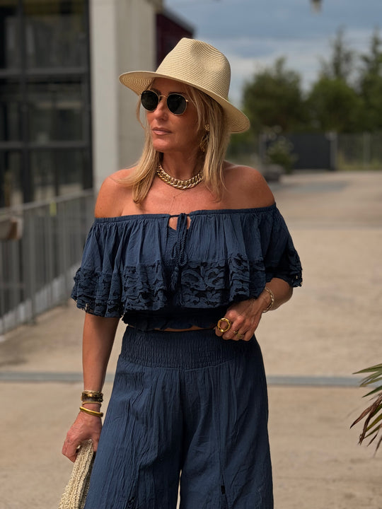 Top bustier bleu marine