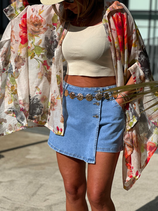 Jupe short bleu jean 598