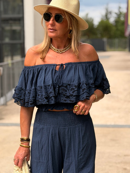 Top bustier bleu marine