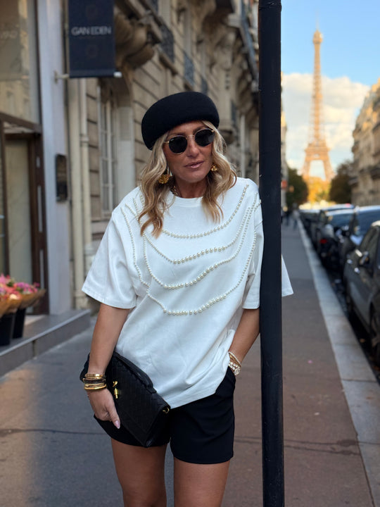 T-shirt perles Blanc H15371