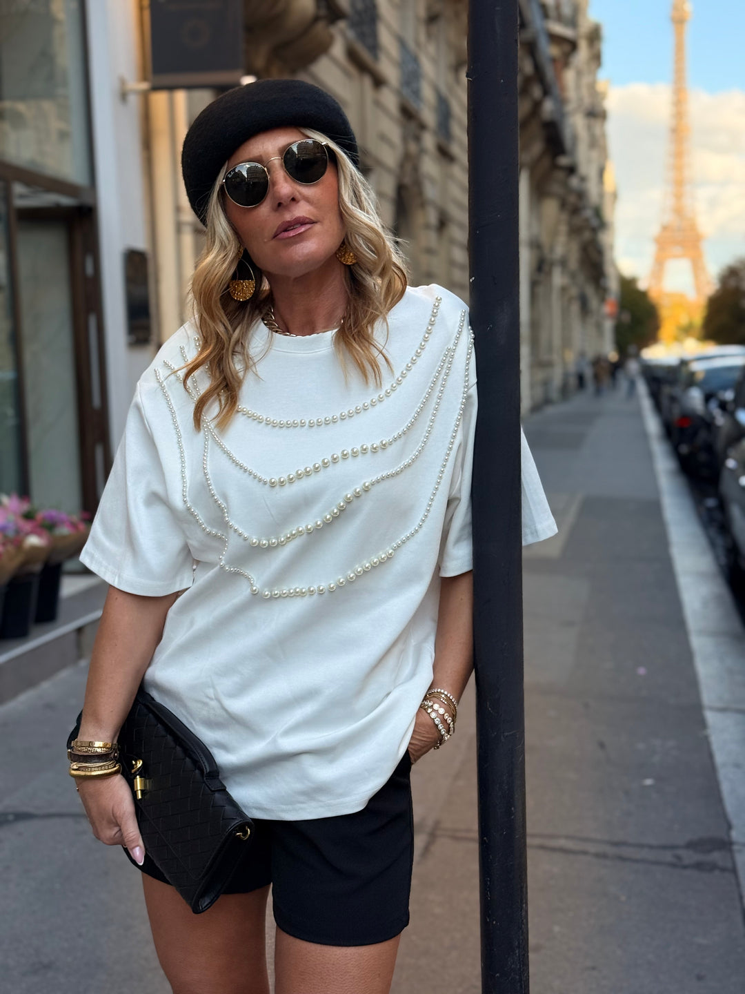 T-shirt perles Blanc H15371
