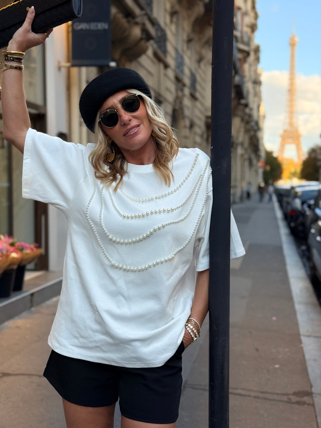 T-shirt perles Blanc H15371