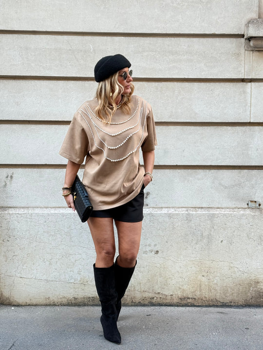 T-shirt perles Camel Claire  H15371