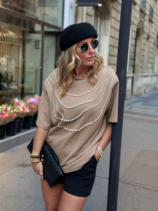T-shirt perles Camel Claire  H15371