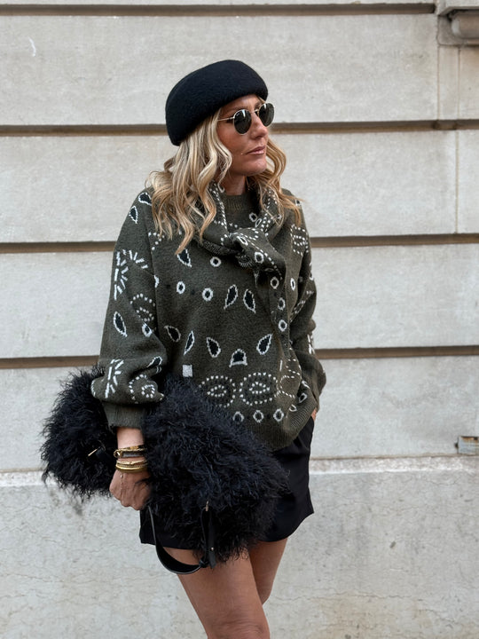Pull bandana + écharpe Kaki YP2165