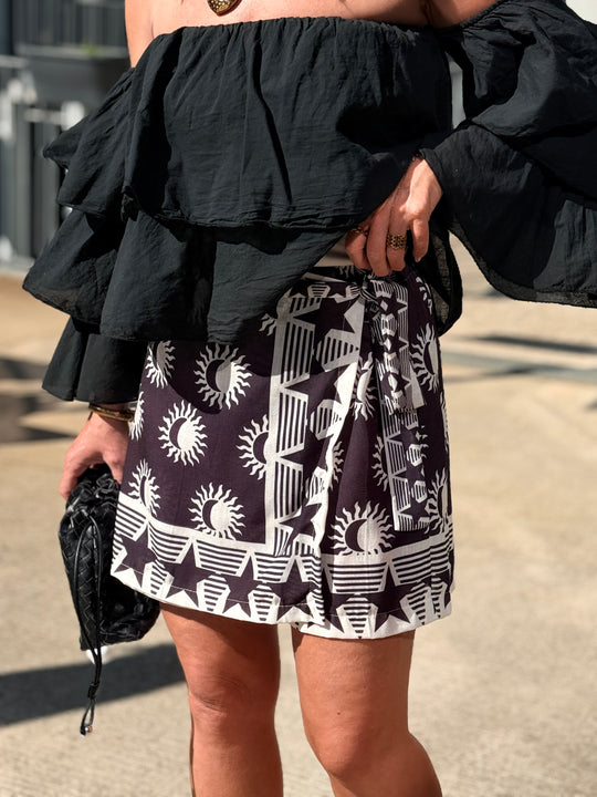 Jupe poche imprimé Q33805 Noir