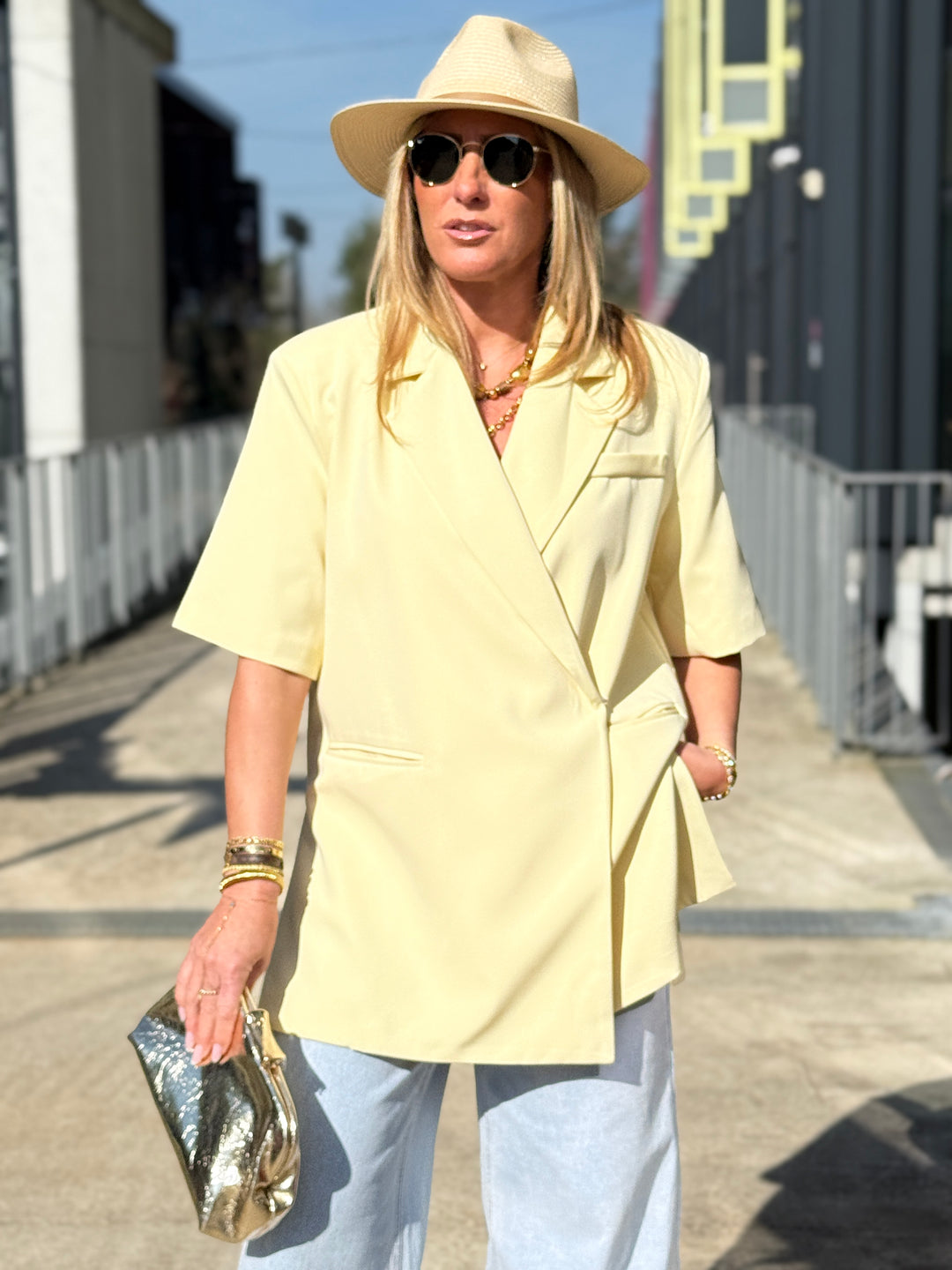 Blazer manches courtes JAUNE 8057