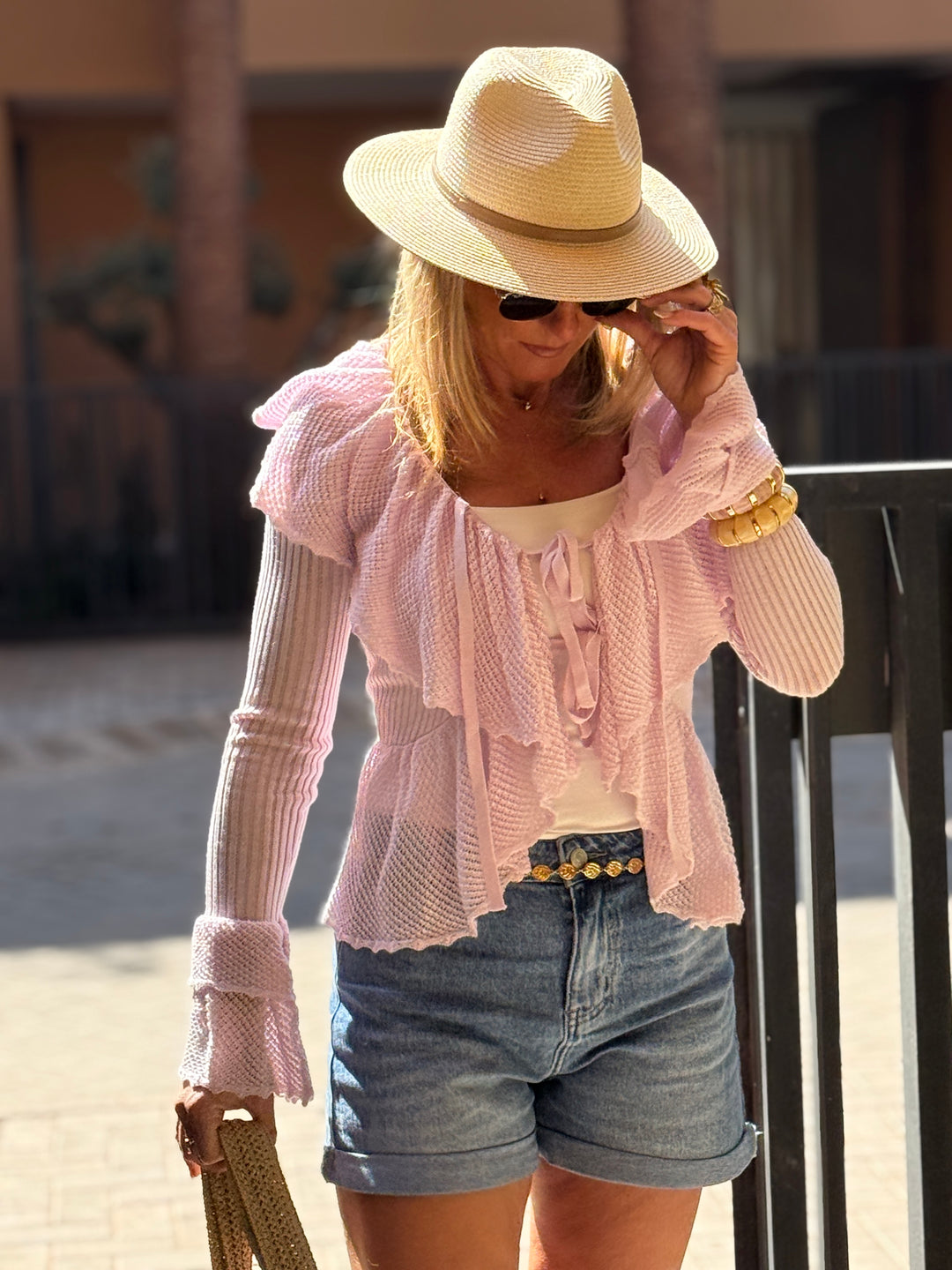 Gilet tricoté manches volant Lila 5103