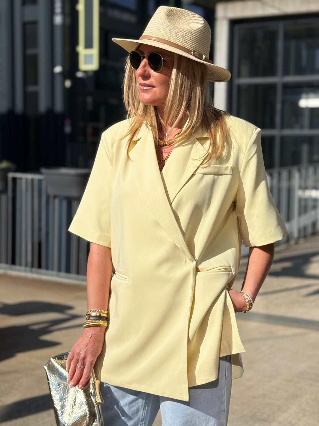 Blazer manches courtes JAUNE 8057