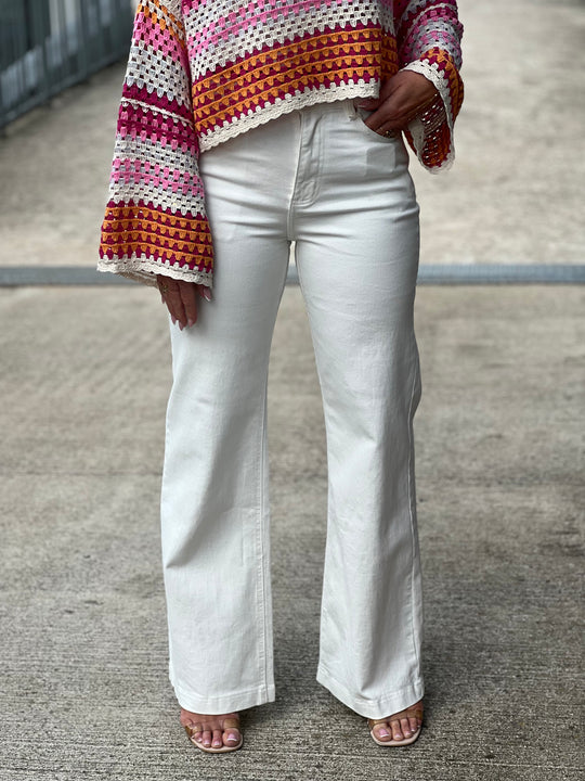 Jean wide flare Blanc JP9129