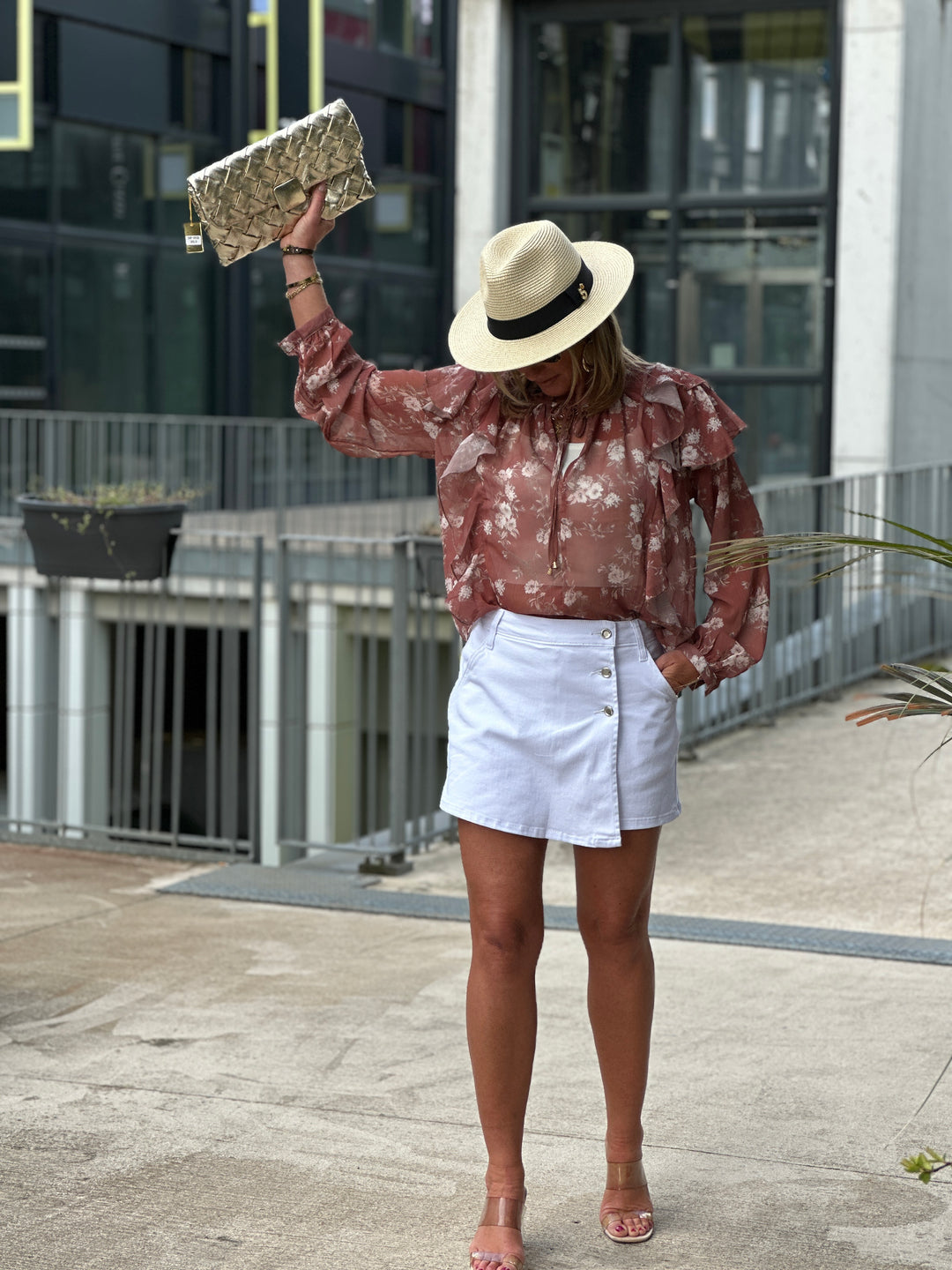 Blouse imprimer volant 13391-2